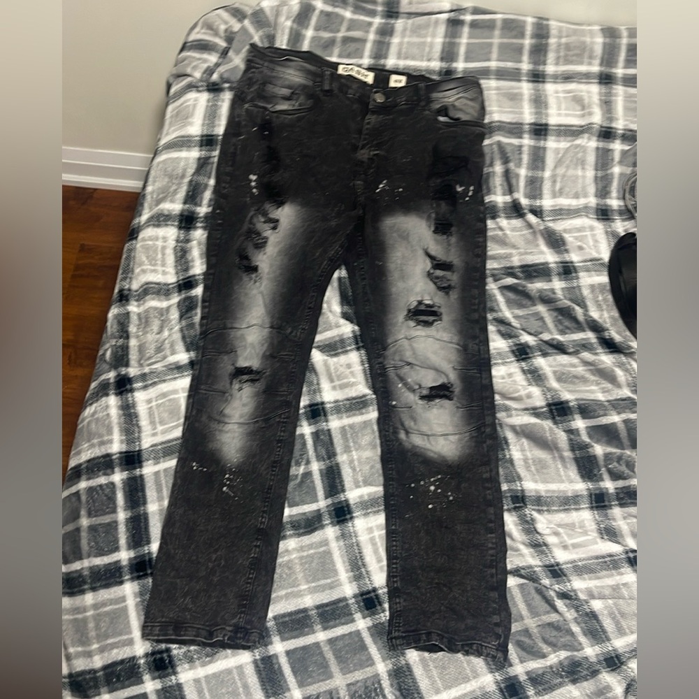 Men's Distressed Black Jeans